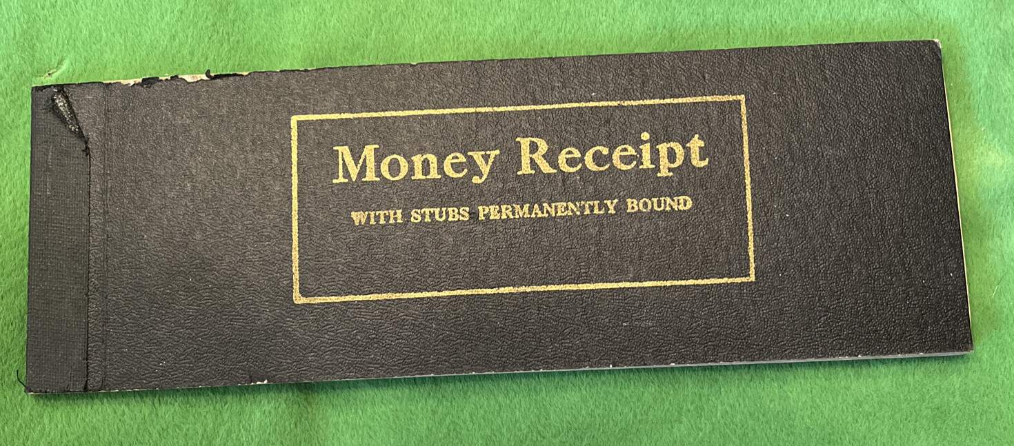 Vintage Money Receipts with Stubs Permanently Bound Booklet