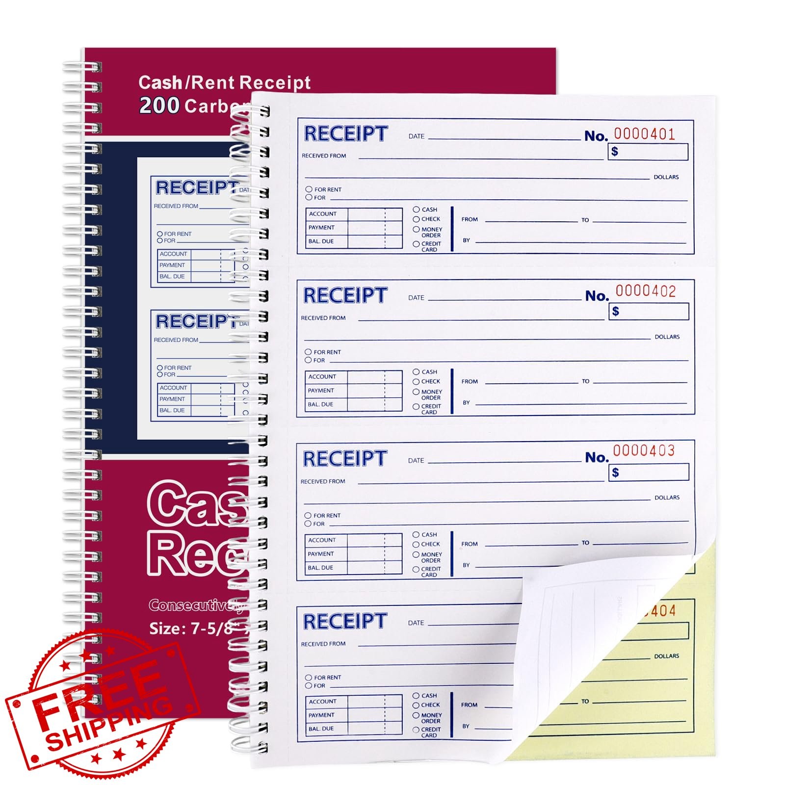 WSICSE Receipt Books 200 Sets White Yellow