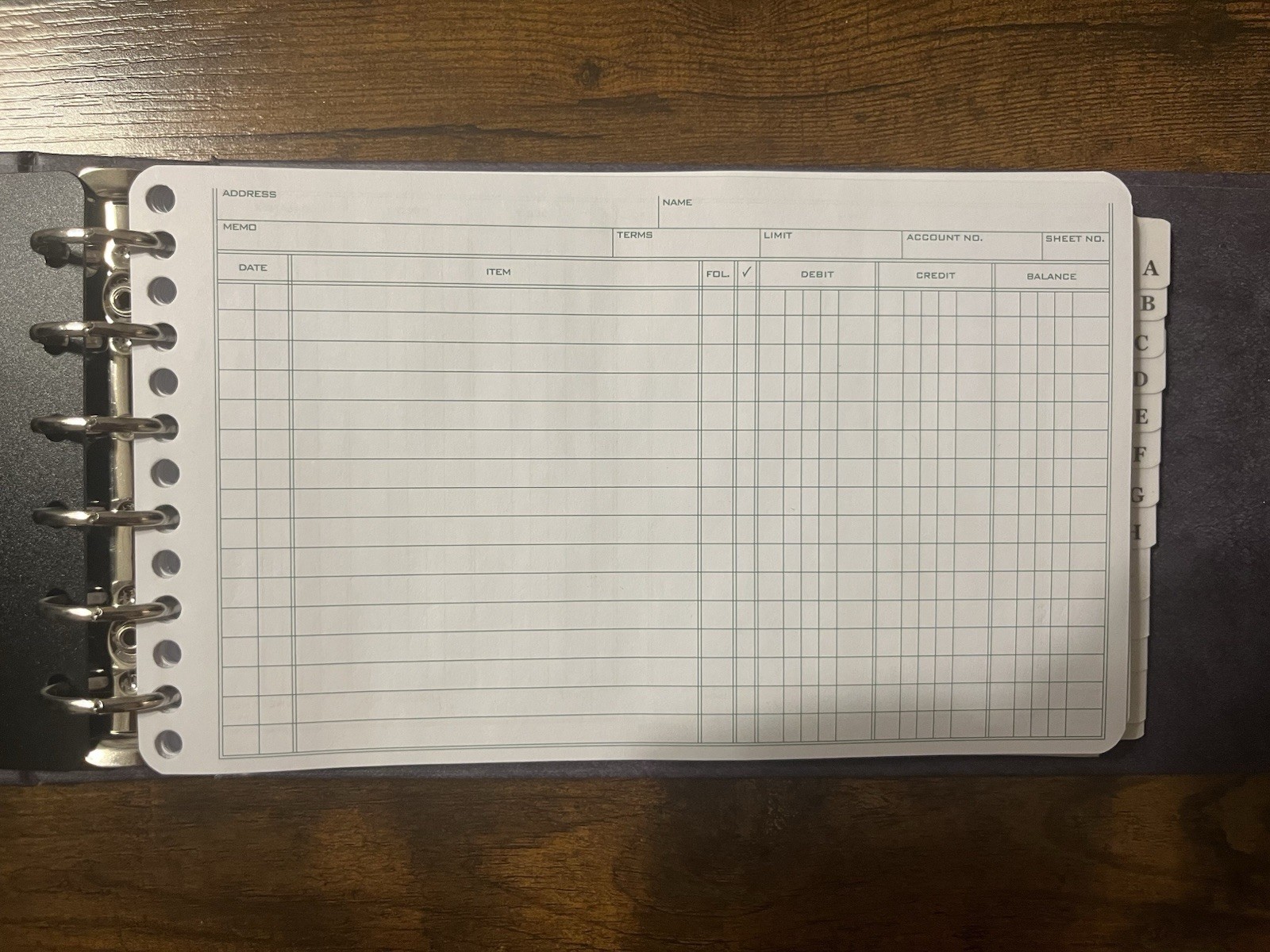 200 Page Ledger Book with Alphabetical Tabs, Ring Binder, and Accounting Sheets