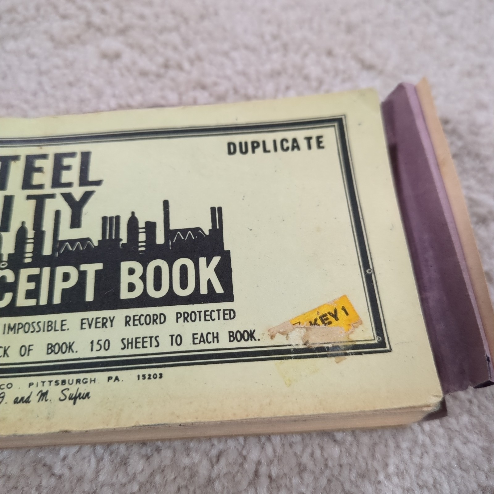 Steel City Rent Receipt Book No. 193 Used With Carbon Paper Vintage 50s 60s
