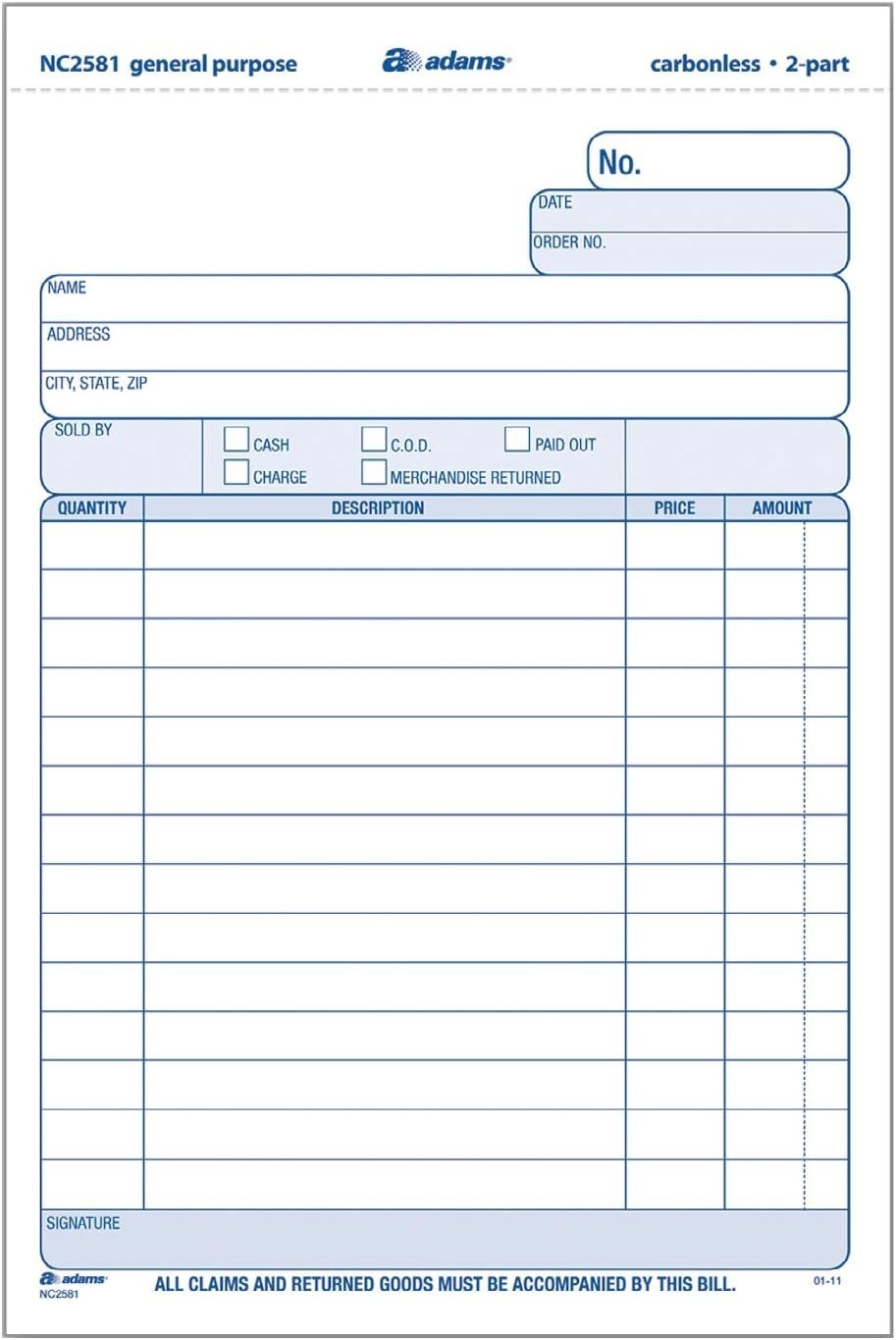 100-Count 2-Part Carbonless Business Forms, White/Canary, 5.67×8.5 Inches