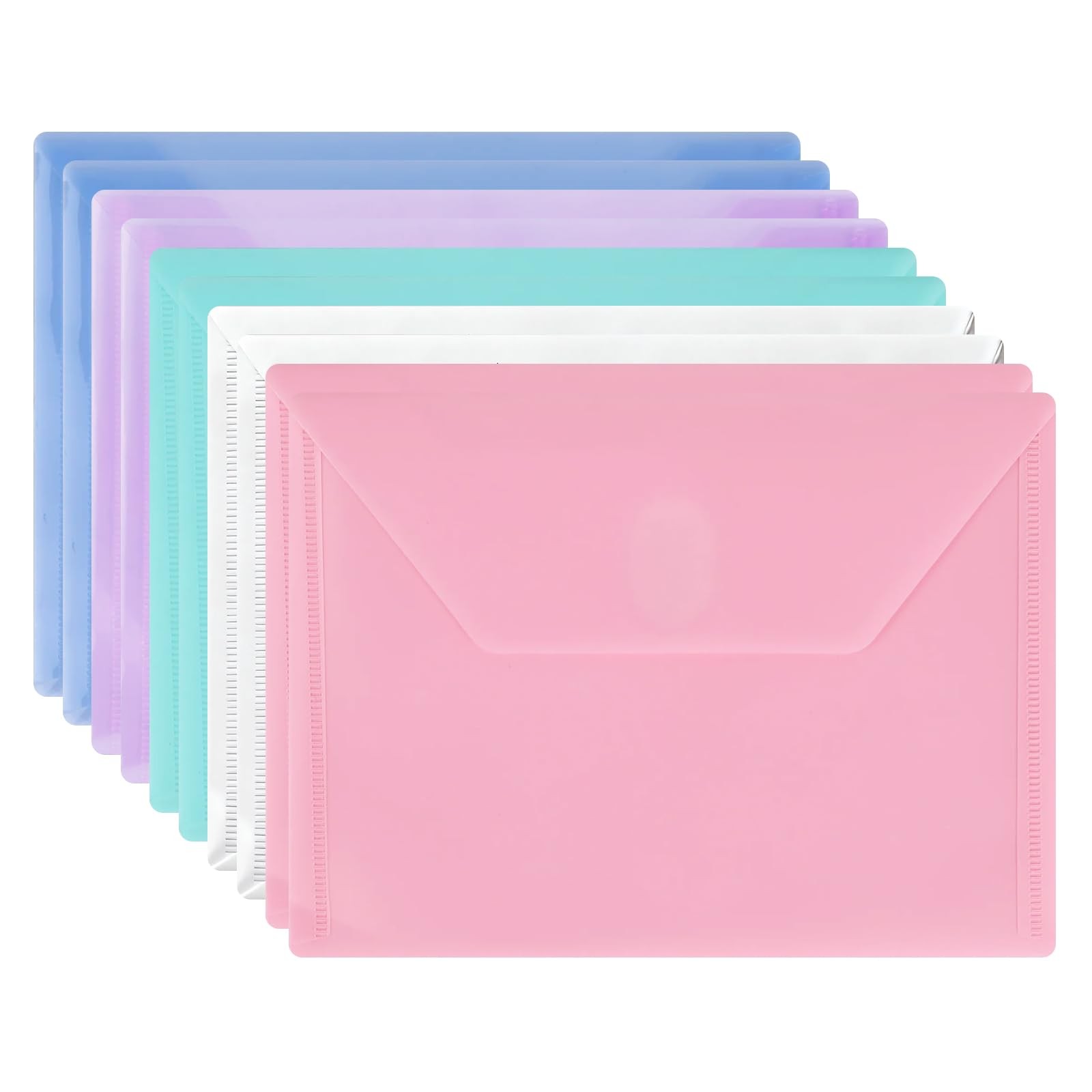 MultiBey 10-Pack Aesthetic Plastic Envelopes with Magic A5, Multi-colored