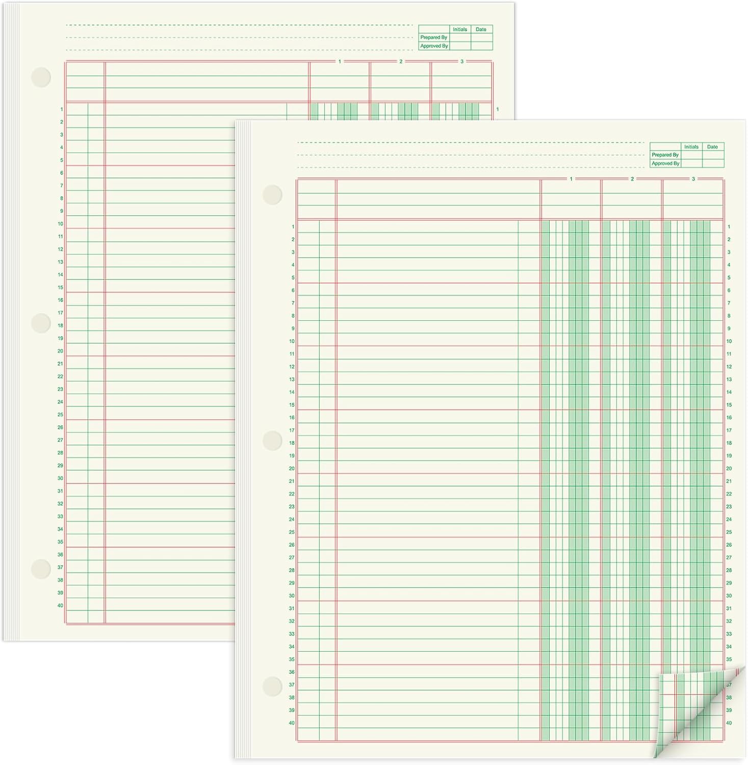 2 Pads 100 Sheets Columnar Analysis Pad 3 Column Ledger 3 Hole Punch Accounting