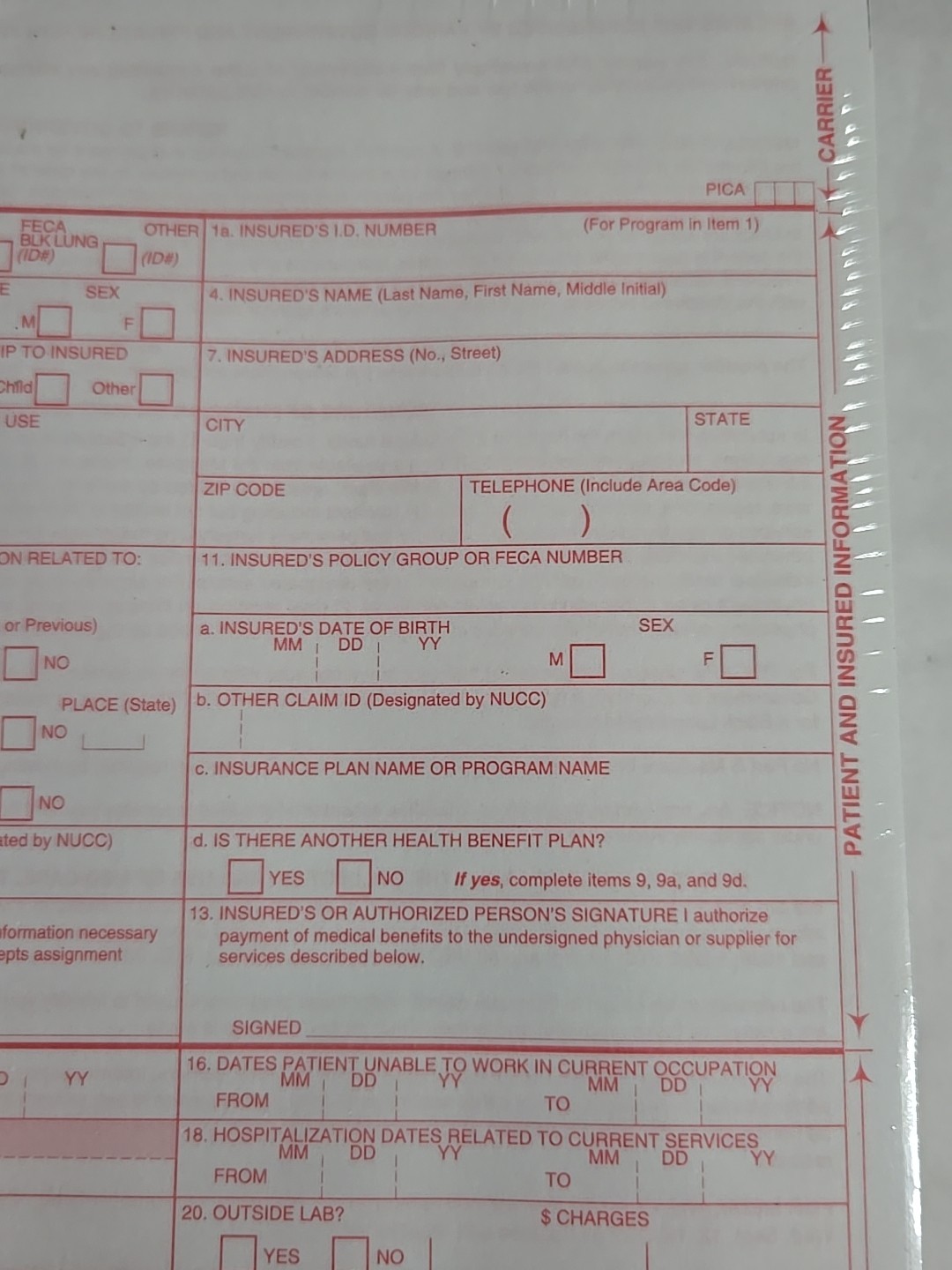 CMS 1500 HCFA Health Insurance Claim Forms (Version 02/12) 500 Forms SEALED NEW