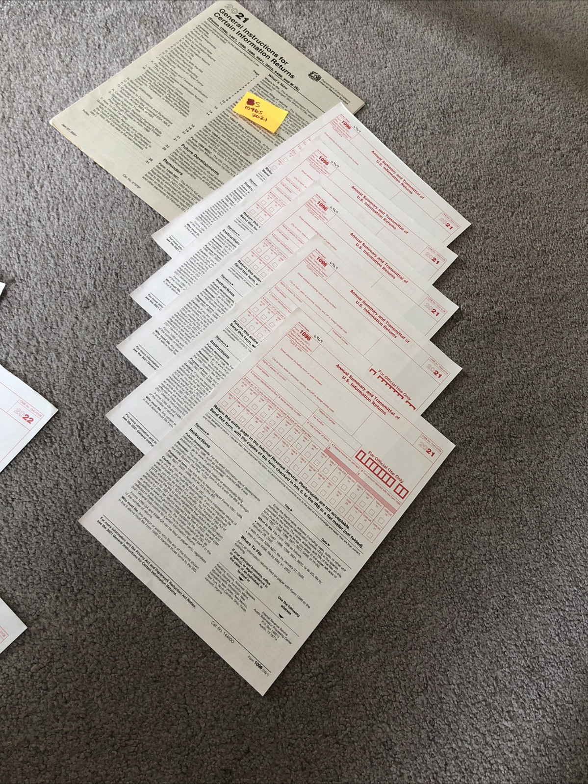IRS 1096 Tax Form 10-pack: Five 2021 + Four 2022 + One 2023 + 4Instruction Books
