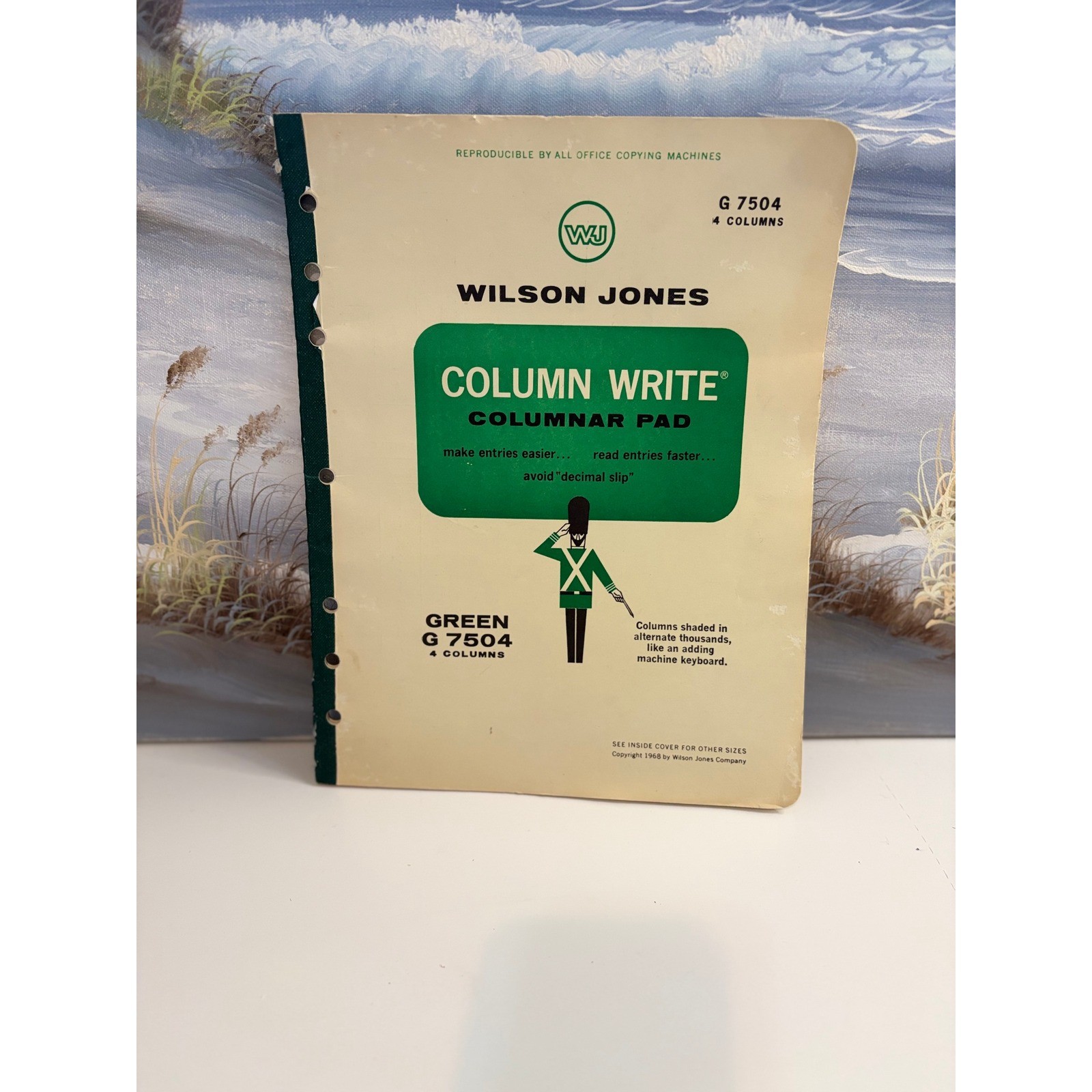 Vintage Wilson Jones Column Write G 7504 4 Column Ledger Pad 11×8.5 Green 1968