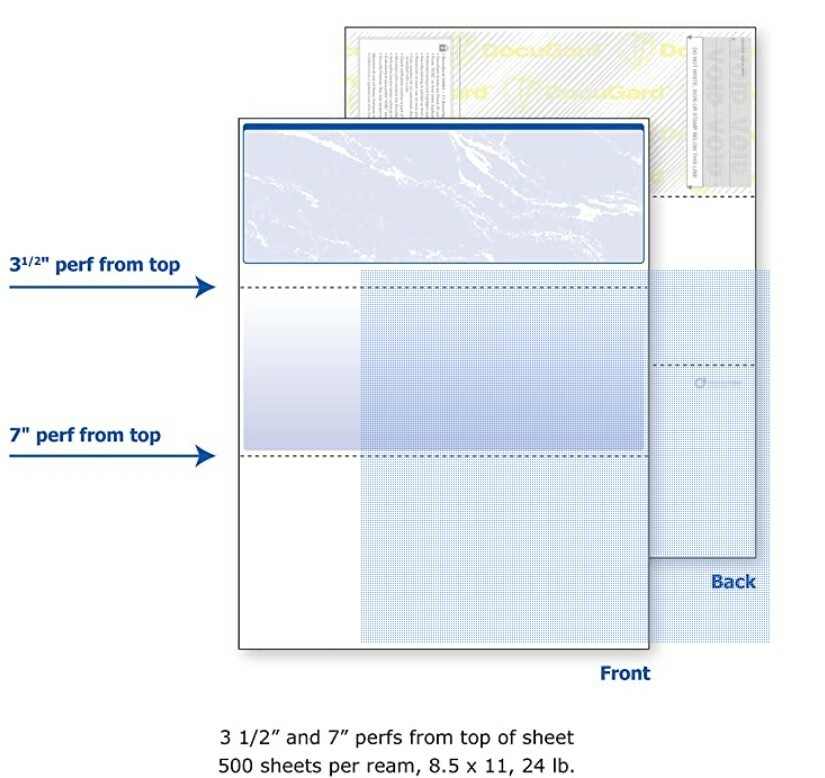 DocuGard 04501C Standard Top Check 500 Sheets – Blue (11 security features) 