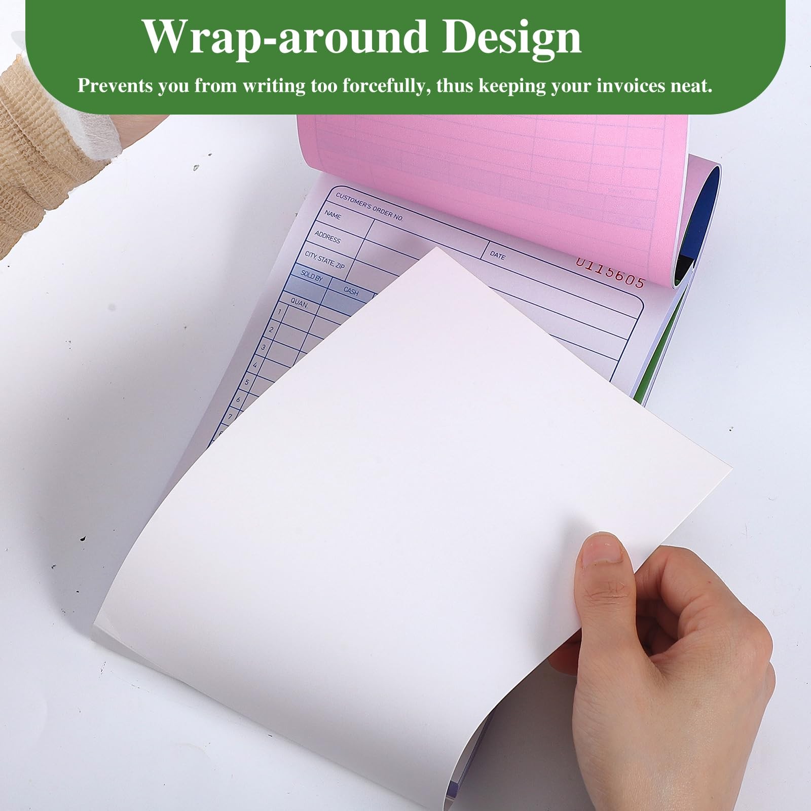 Sales Order Book 3-Part Carbonless 50 Sets White Yellow Pink Receipt 5.56×8.44in