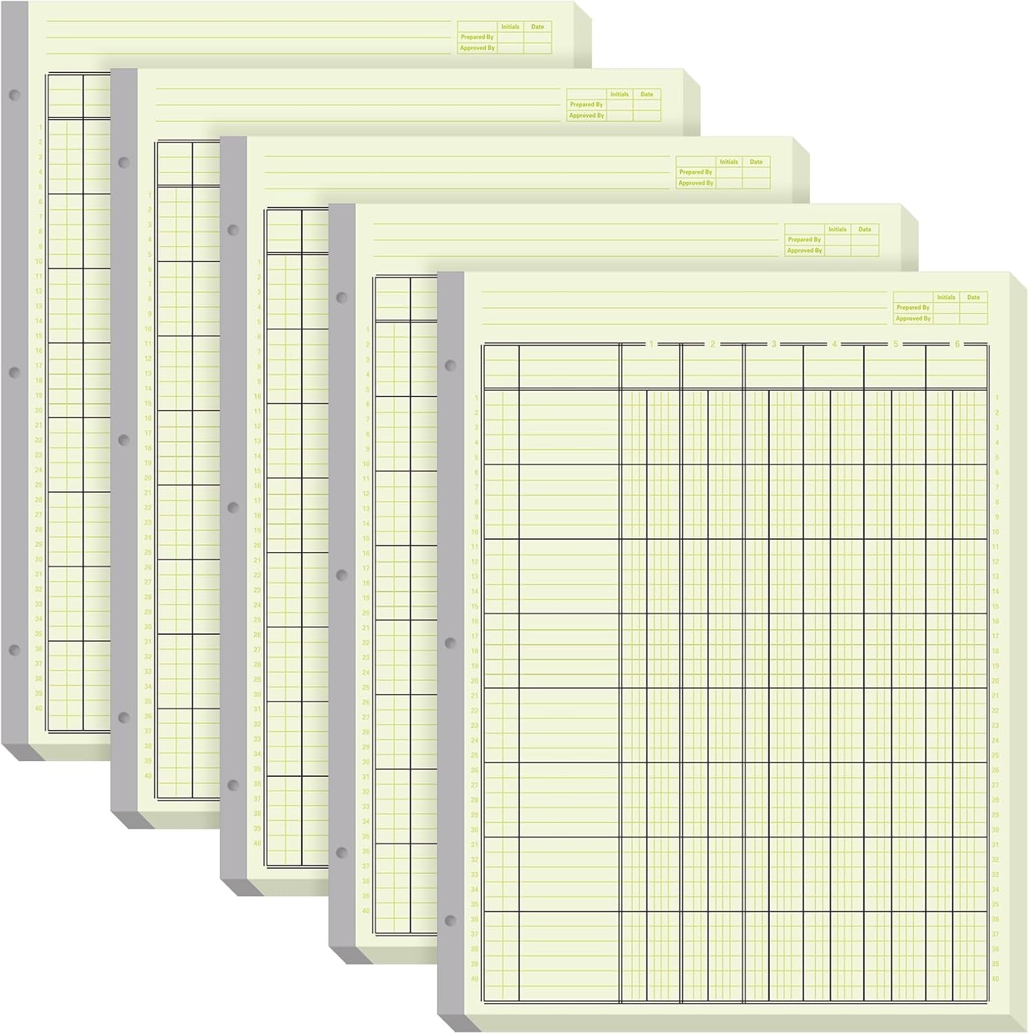 Zhanmai 5 Pack 250 Sheets Analysis Columnar Books 3 8.5 x 11", Green