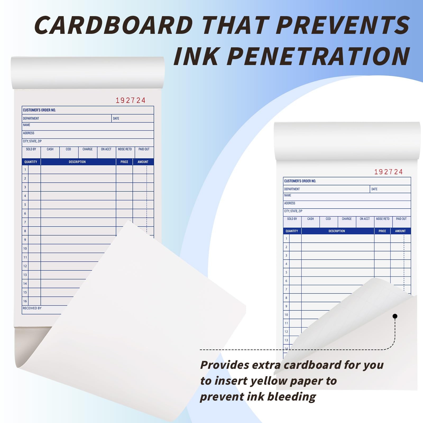 40 Pack Sales Order Book Bulk, 2-Part Carbonless Receipt Form Invoice, White/…