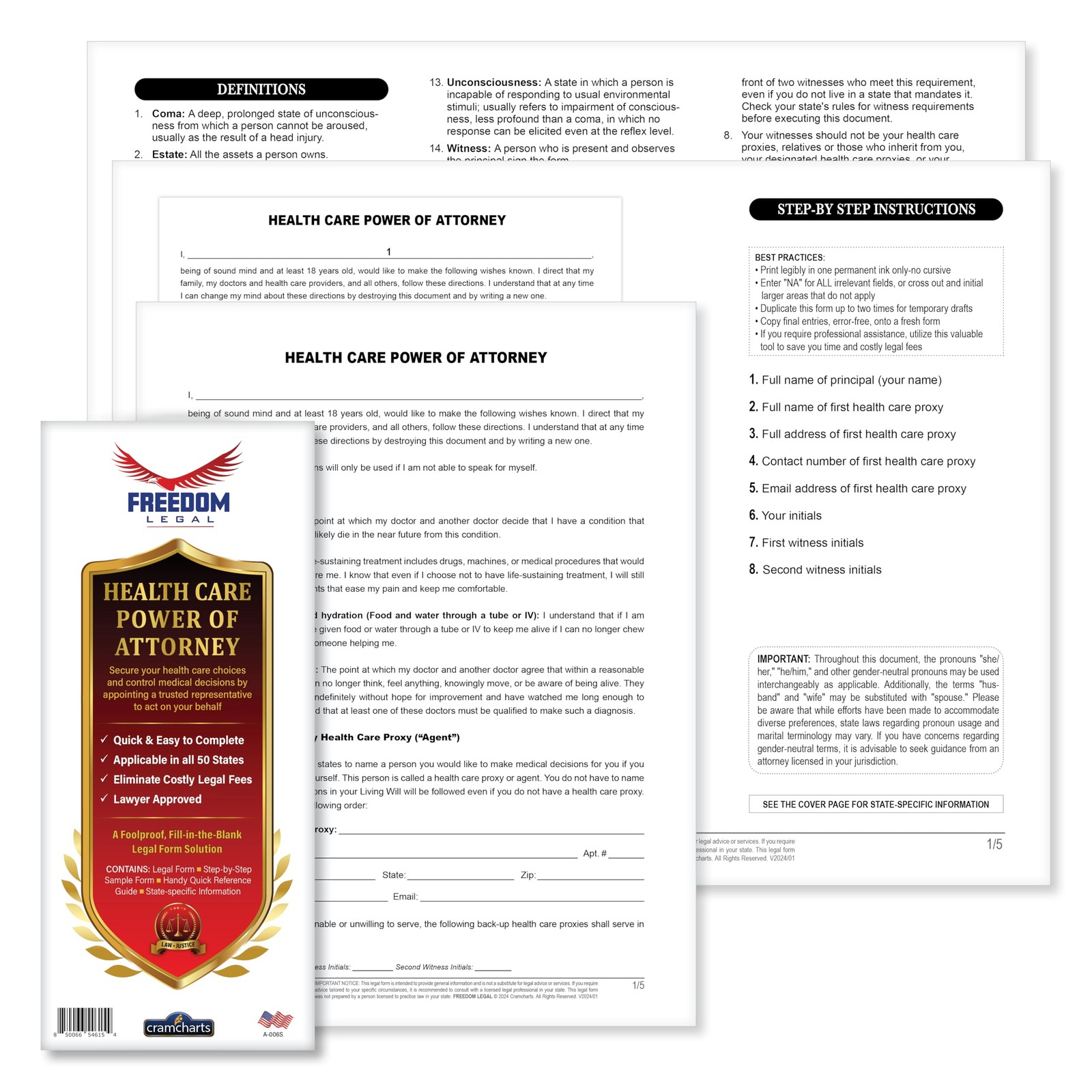 Family Legal Forms Kit – Will, Living Will, Health Proxy & POA Docs