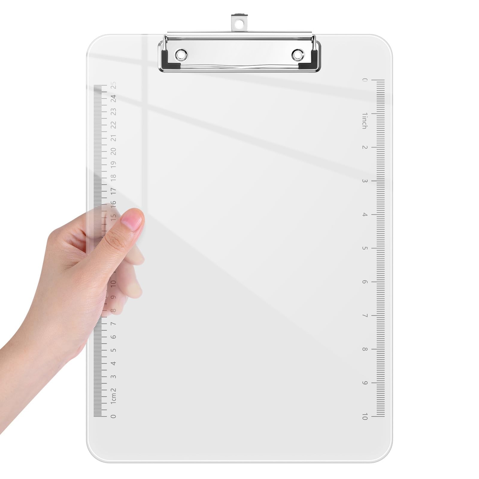 Piasoenc Plastic Clipboards, 8.5 x 11 Clip Board with Ruler, x 11, Clear