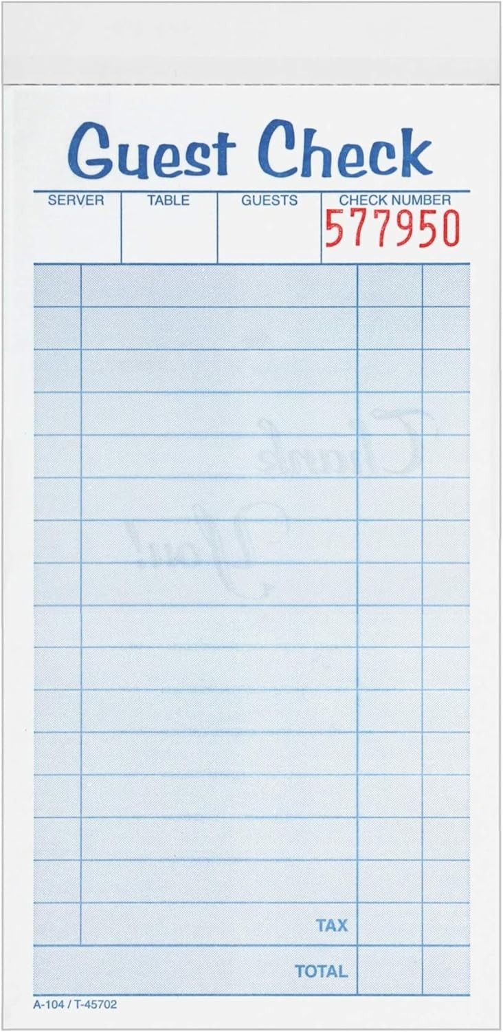 Guest Check Pads, 2-Part, Carbonless, White/Canary, 3-3/8″ x 6-3/8″, 50 Sets …