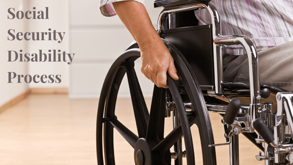 A photo of a person with disability sitting on a wheelchair and a written text of " Social Security Disability Process ".